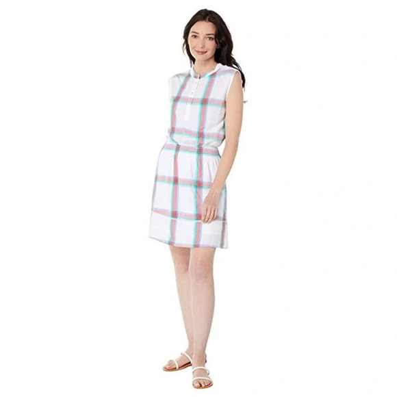 Hatley White Southern Plaid The Abbey Lyocell Mini Shirt Dress Size Small - Picture 5 of 11